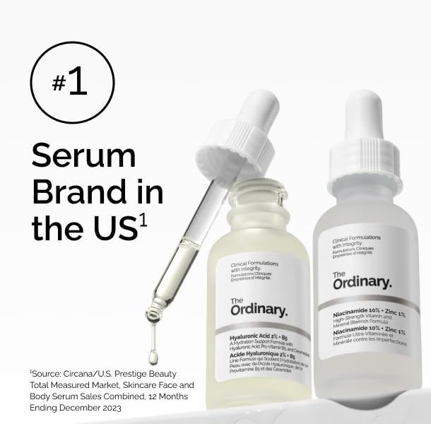 The Ordinary Lactic Acid 10% + Hyaluronic Acid Serum for Smoother Skin, 1 Fl Oz