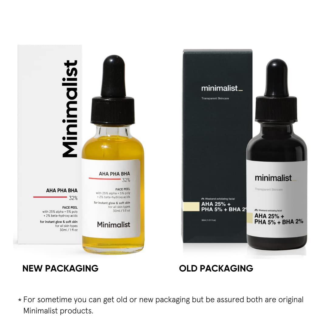 Minimalist 32% AHA BHA Peeling Solution for Glowing Skin & Pore Cleanse - 1 fl oz