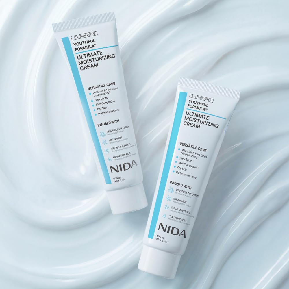 NIDA Youthful Formula Moisturizing Cream for Wrinkles & Dry Skin - Hyaluronic Acid, Collagen | 100ml