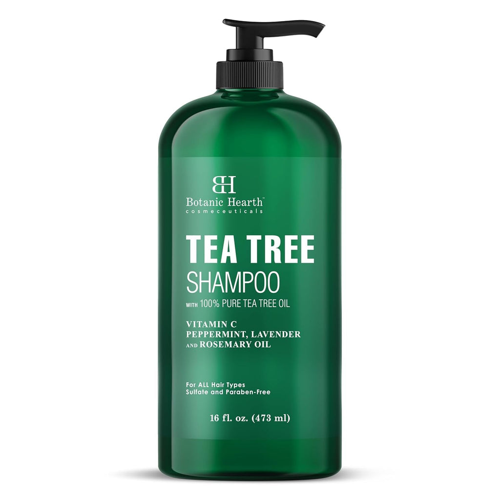 Botanic Hearth Tea Tree Shampoo for Dandruff & Dry Scalp - Vitamin C, Peppermint Oil, 16oz