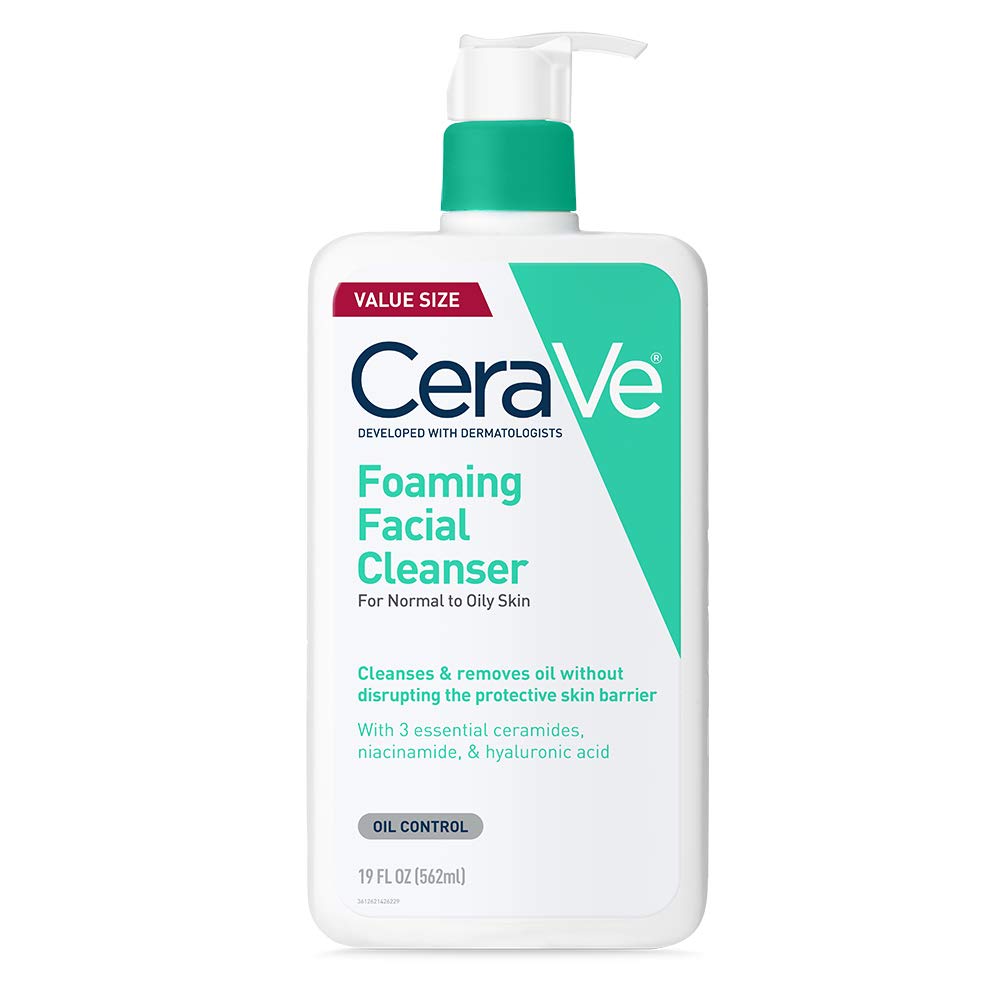 CeraVe Foaming Facial Cleanser for Oily Skin - Gentle Oil Control & Makeup Removal, Fragrance-Free