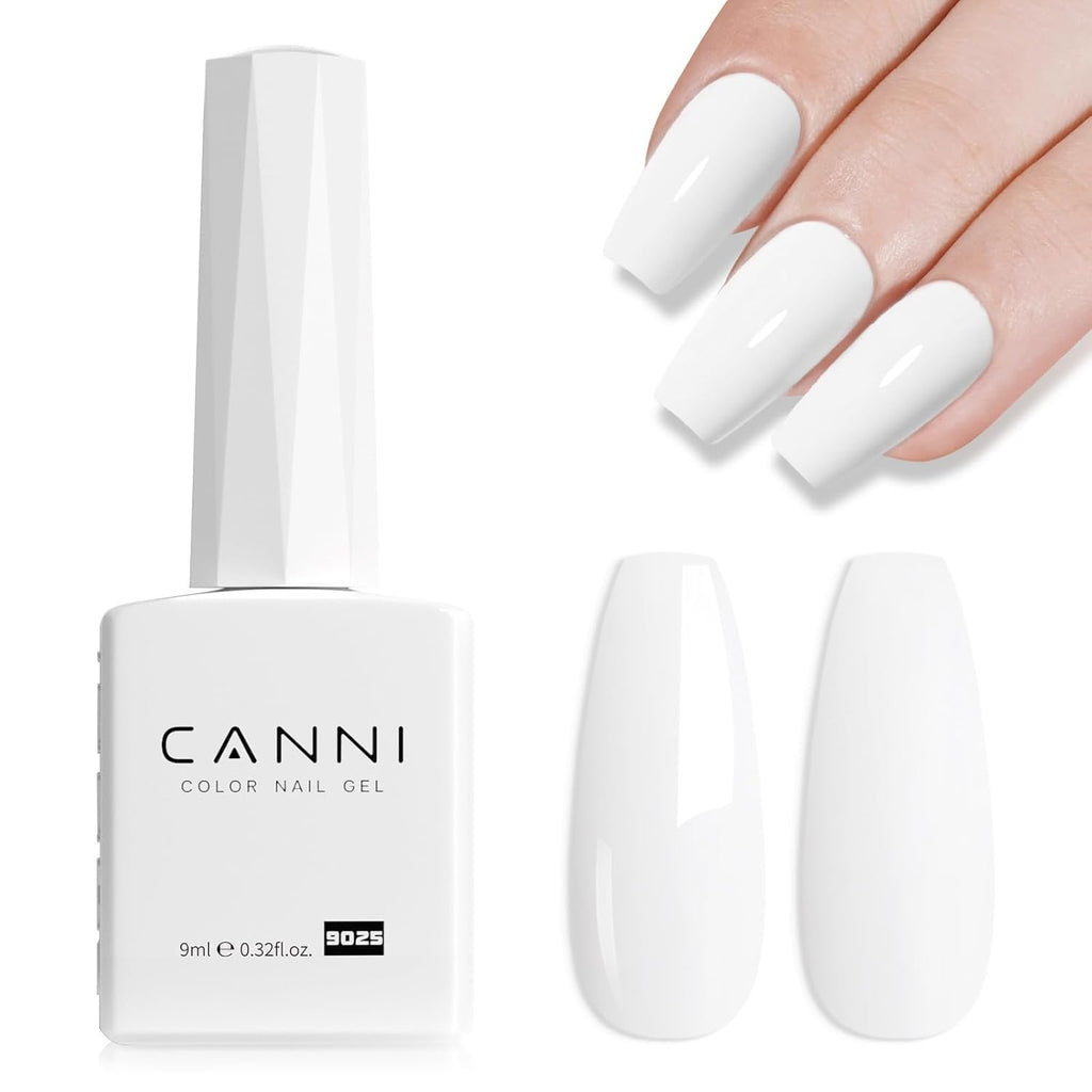 CANNI Pure White Gel Nail Polish - High Gloss UV/LED Soak-Off for French Manicure