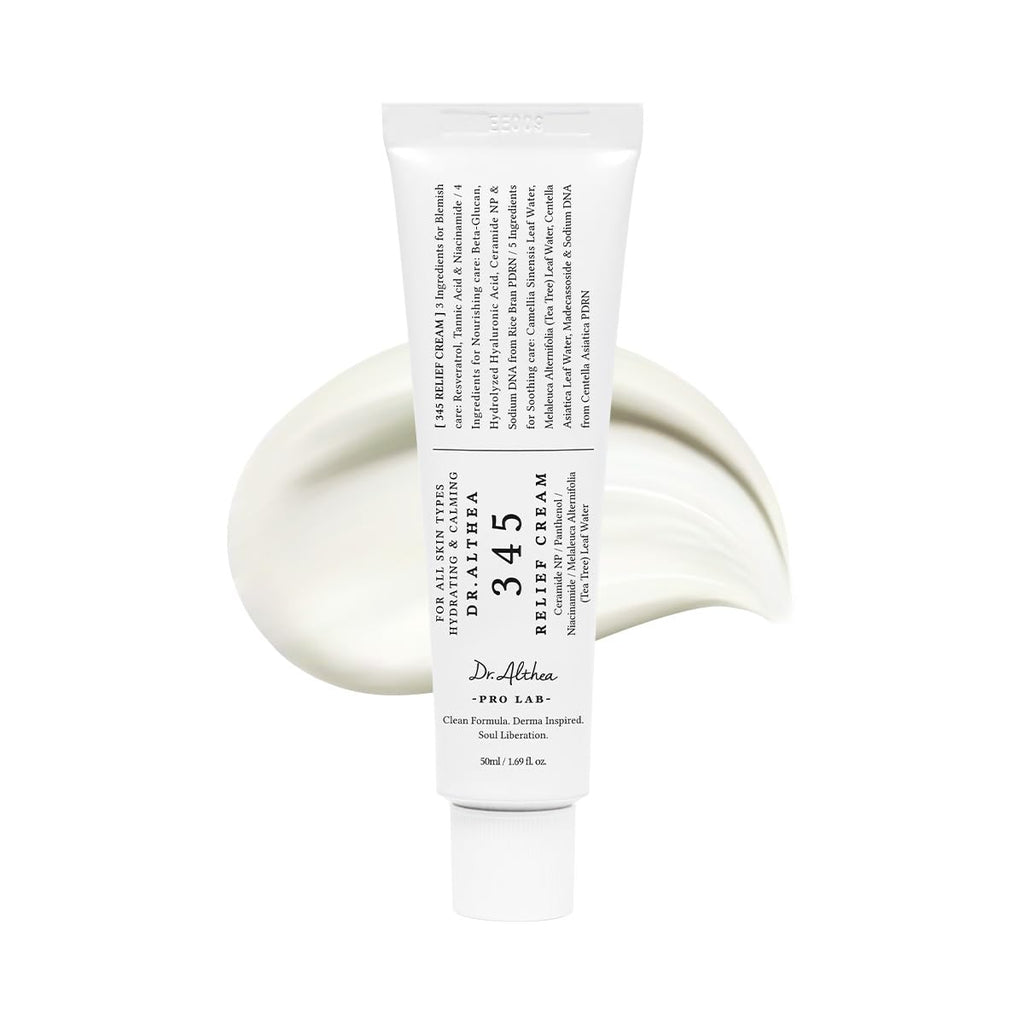 Dr.Althea 345 Relief Cream - Daily Face Moisturizer for Dry Skin & Blemishes with PDRN, Niacinamide, 1.69 Fl Oz