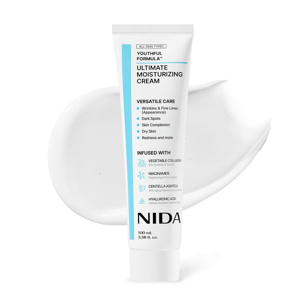 NIDA Youthful Formula Moisturizing Cream for Wrinkles & Dry Skin - Hyaluronic Acid, Collagen | 100ml