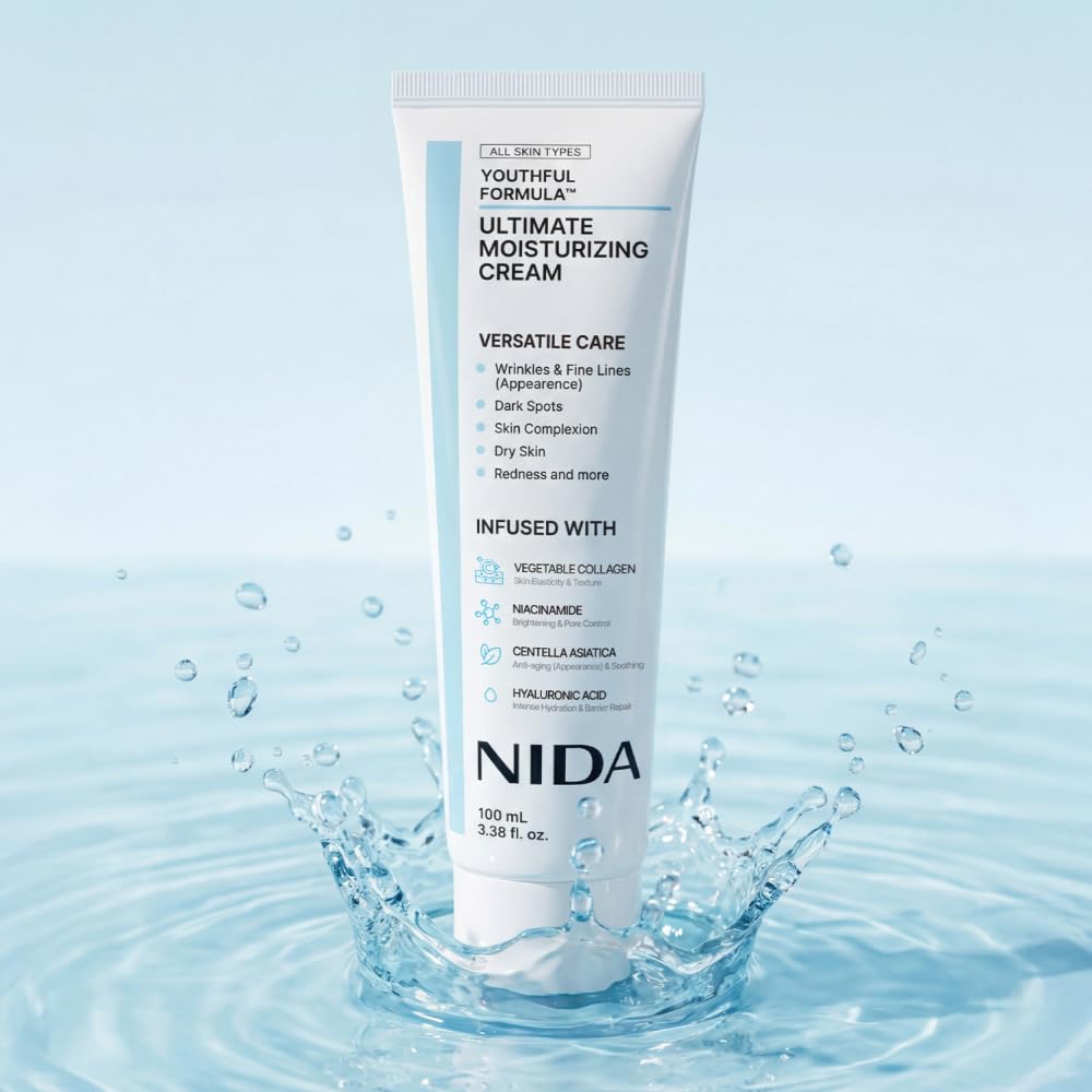 NIDA Youthful Formula Moisturizing Cream for Wrinkles & Dry Skin - Hyaluronic Acid, Collagen | 100ml