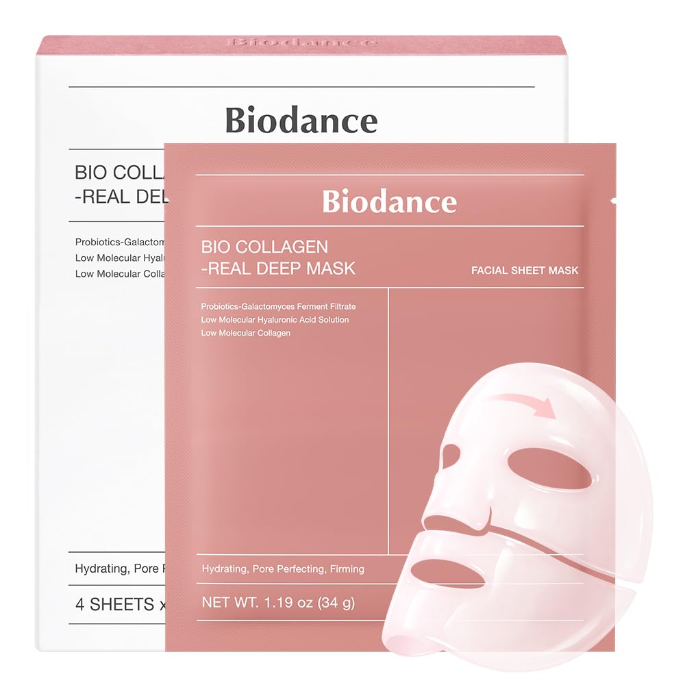 BIODANCE Bio-Collagen Hydrogel Overnight Mask - Deep Hydration & Pore Tightening for All Skin Types (4 Count)