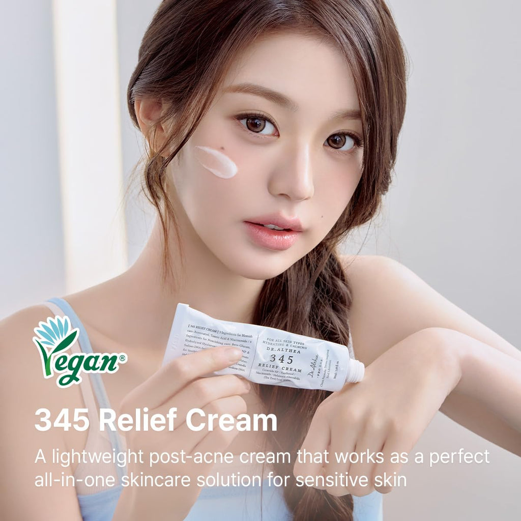 Dr.Althea 345 Relief Cream - Daily Face Moisturizer for Dry Skin & Blemishes with PDRN, Niacinamide, 1.69 Fl Oz