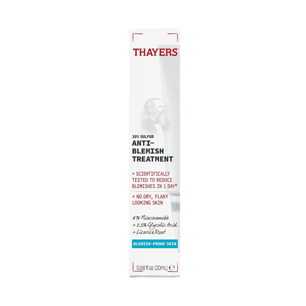 THAYERS Rapid Acne Treatment with 10% Sulfur & Niacinamide for Spot Care, 0.68 fl oz