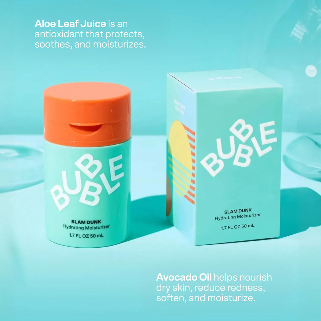 Bubble Skincare Slam Dunk Hydrating Face Moisturizer - Lightweight Daily Cream with Vitamin E + Aloe, 1.7 fl oz