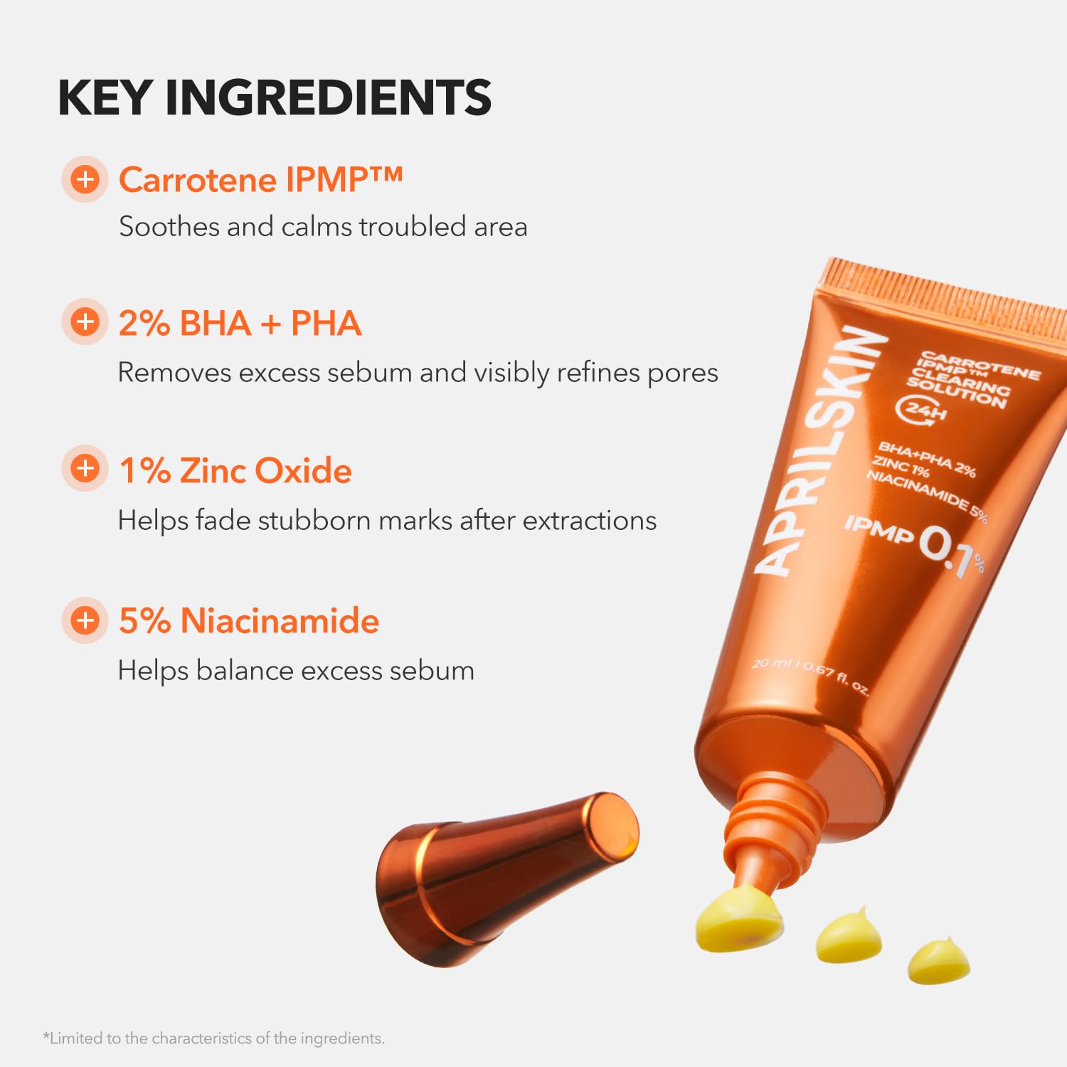 Soothe & Clear Acne with APRILSKIN Carrotene IPMP Solution - BHA/AHA/Niacinamide, 0.67 fl oz