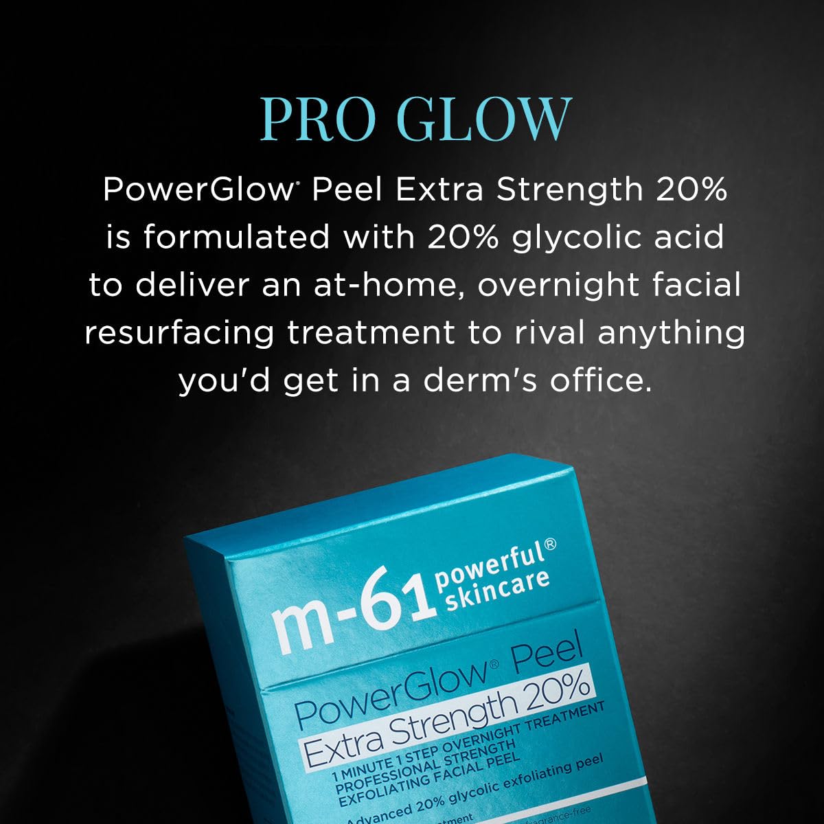 m-61 PowerGlow 20% Glycolic Acid Overnight Facial Peel - Professional Strength Exfoliating Pad