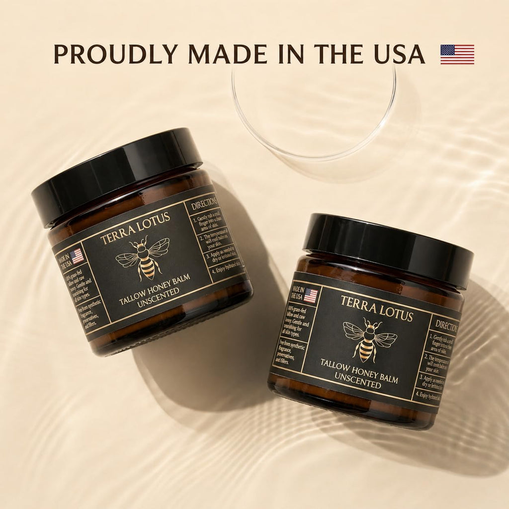 Terra Lotus Organic Grass-Fed Beef Tallow Balm - Unscented Face Moisturizer (2 oz)