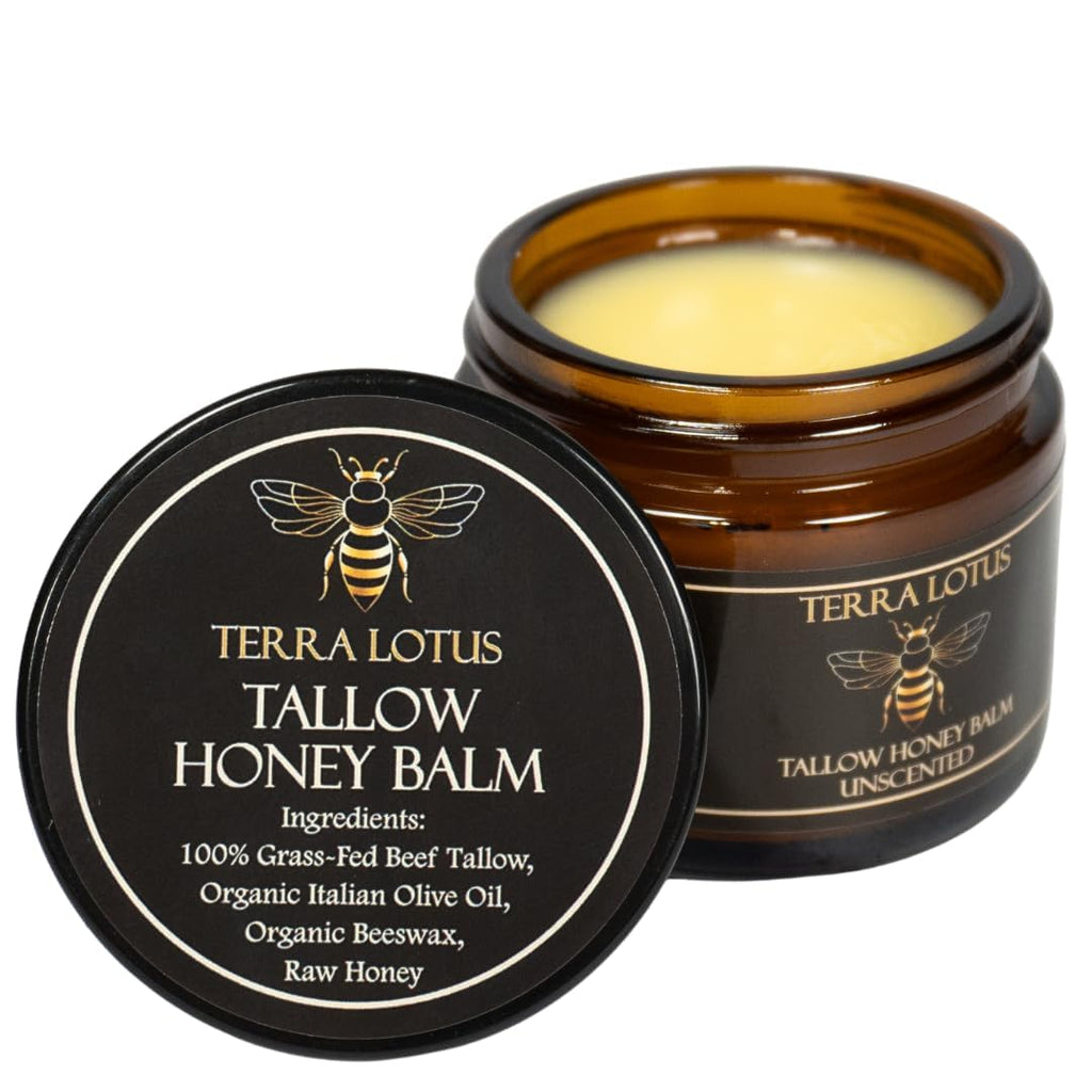 Terra Lotus Organic Grass-Fed Beef Tallow Balm - Unscented Face Moisturizer (2 oz)