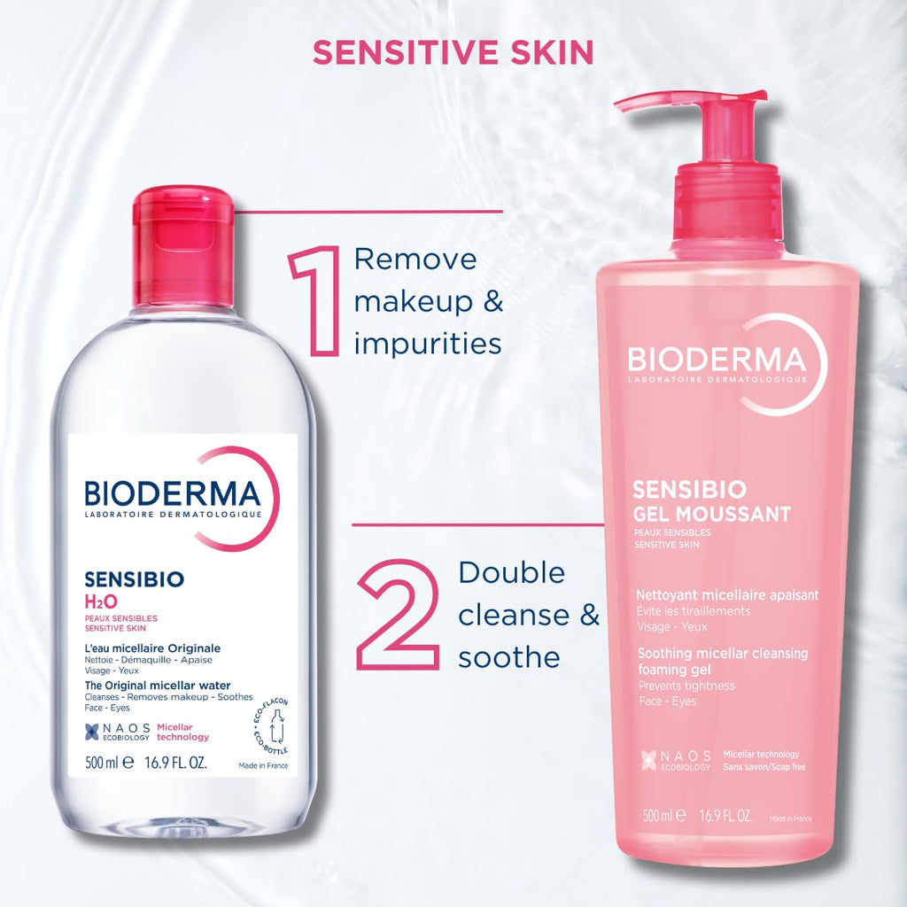 Bioderma Sensibio H2O Micellar Water - Gentle Makeup Remover for Sensitive Skin, 500ml