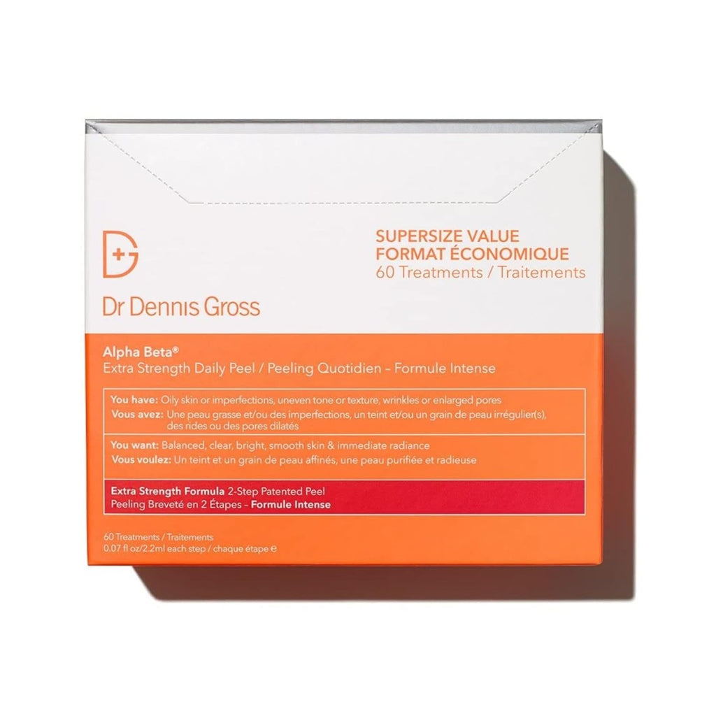 Dr. Dennis Gross Alpha Beta Extra Strength Daily Peel - 2-Step Exfoliating Pads for Anti-Aging & Smoother Skin, 60 Treatments