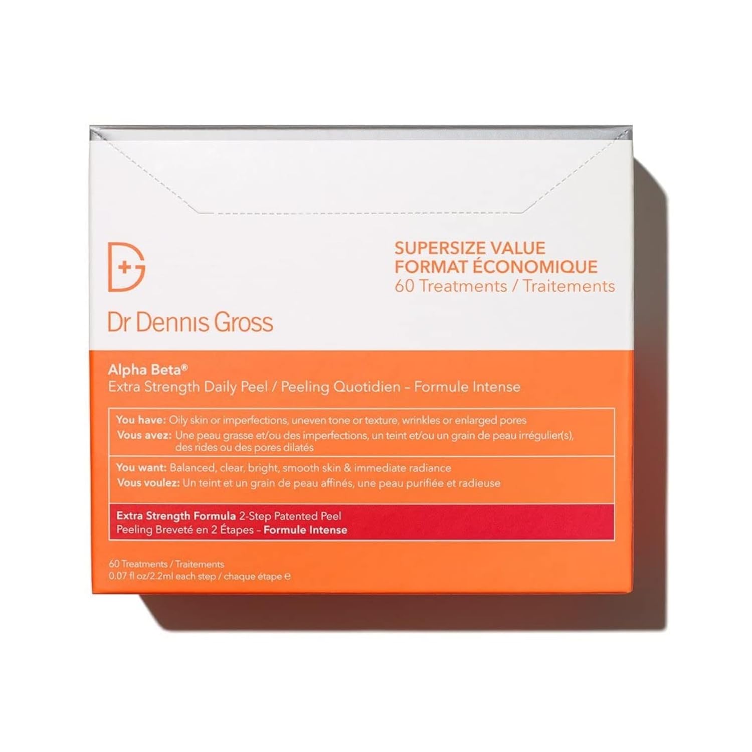 Dr. Dennis Gross Alpha Beta Extra Strength Daily Peel - 2-Step Exfoliating Pads for Anti-Aging & Smoother Skin, 60 Treatments