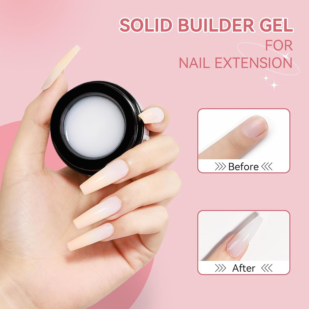 SUPWEE 3D Nail Art Gel Clear & White Builder Kit - Non-Stick for Home Manicure