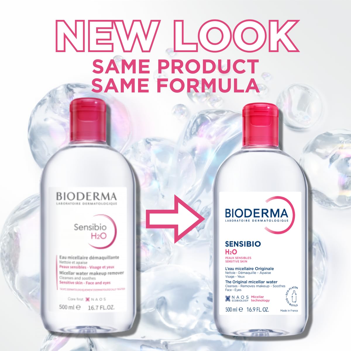 Bioderma Sensibio H2O Micellar Water - Gentle Makeup Remover for Sensitive Skin, 500ml