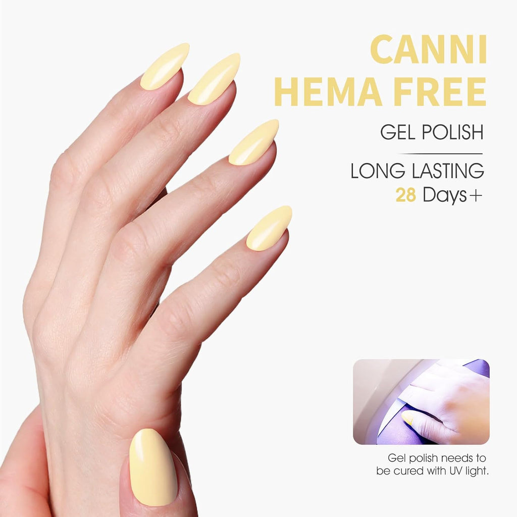 CANNI Pastel Yellow Gel Polish - High-Pigment, 30-Day Wear