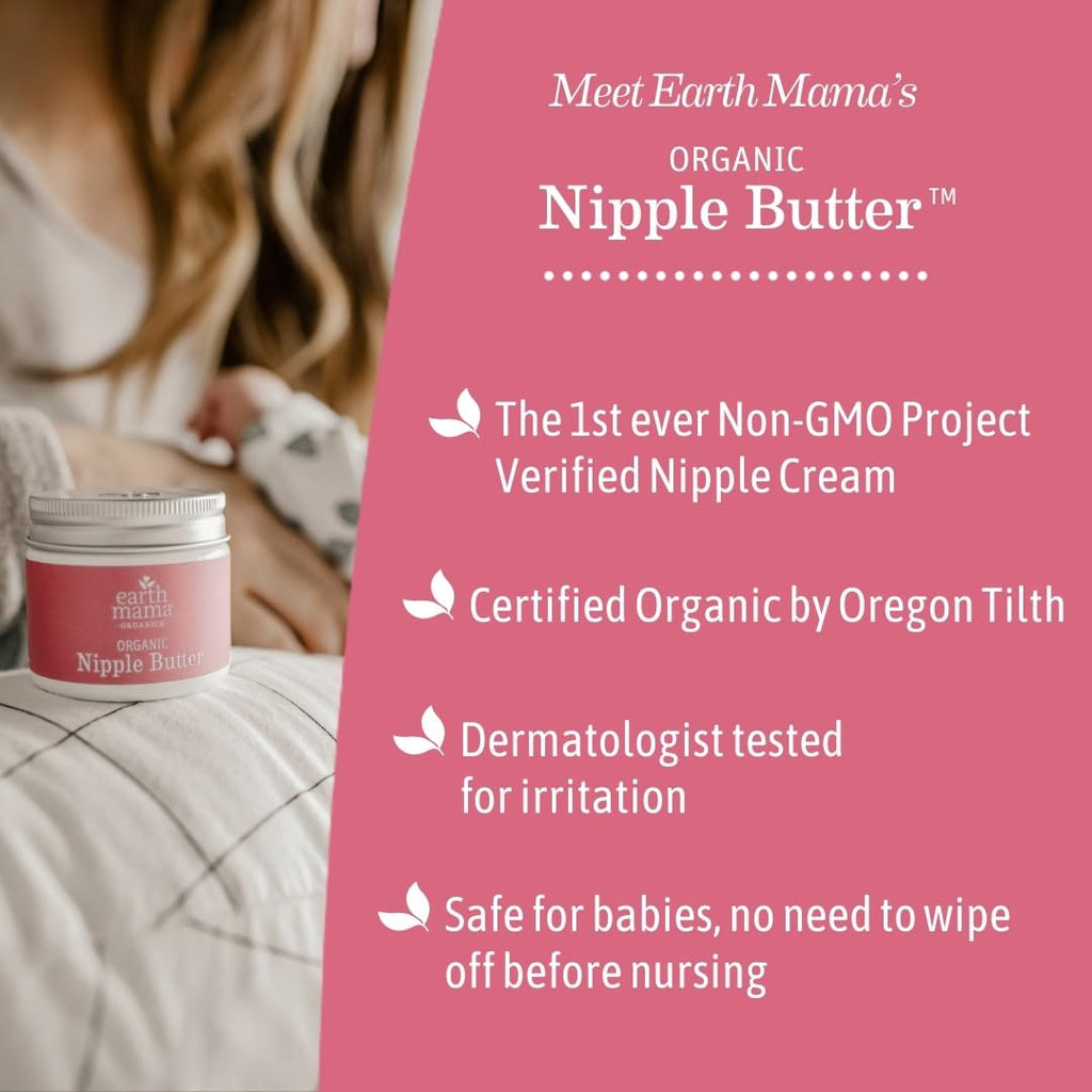 Earth Mama Organic Lanolin-Free Nipple Butter - 2 fl oz for Breastfeeding Moms