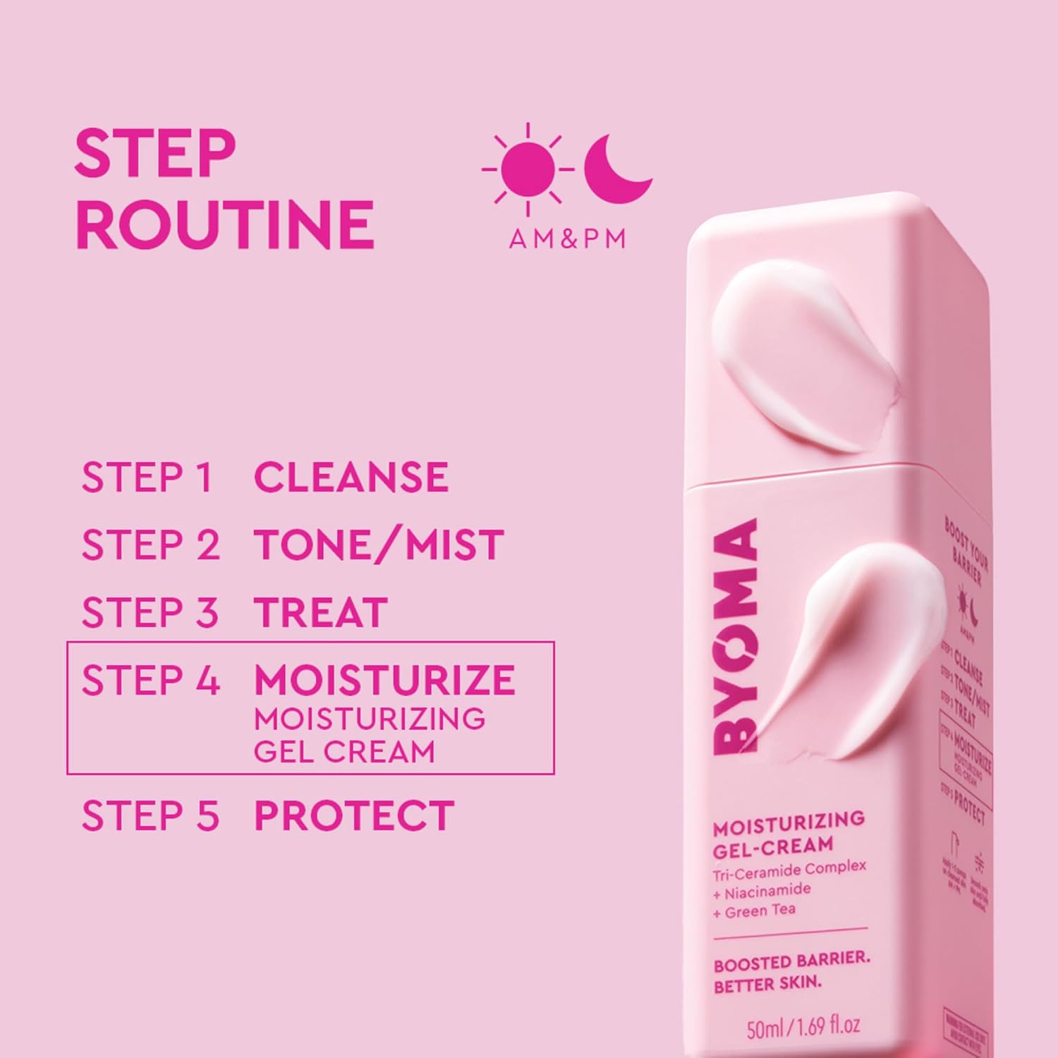 BYOMA Barrier Repair Face Cream - Niacinamide & Green Tea Hydrating Gel for Dry Skin, Oil-Free, Alcohol-Free (1.69 fl oz)