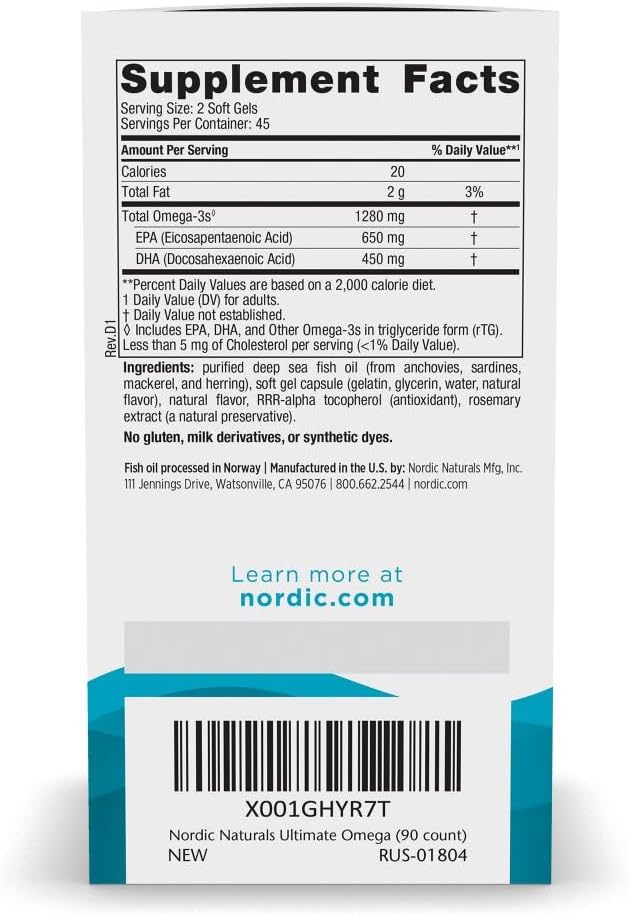 Nordic Naturals Ultimate Omega - 1280mg EPA/DHA Fish Oil for Heart & Brain Health