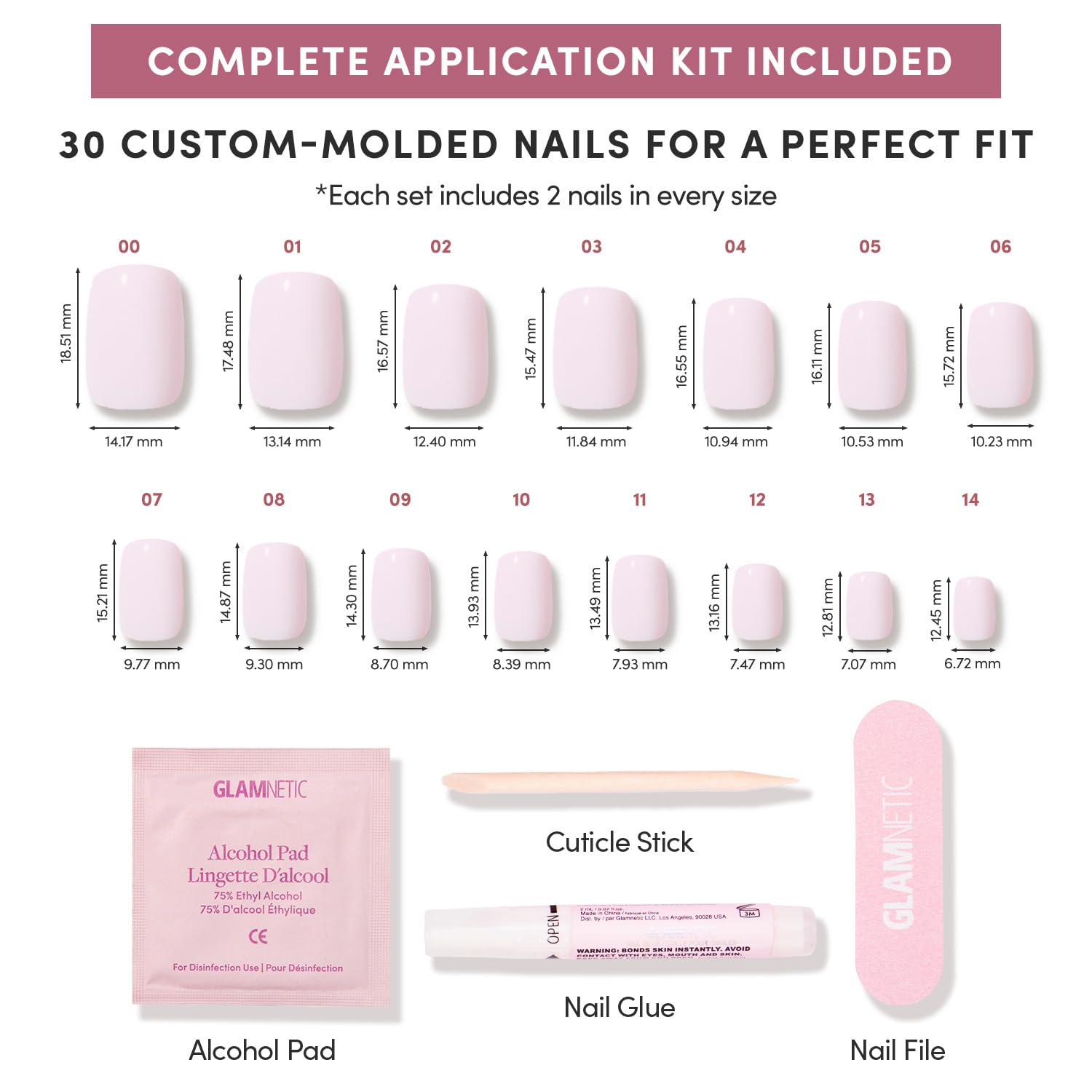 Glamnetic Soft Girl Squoval Press On Nails | 30 Count Milky Pink Fake Nails
