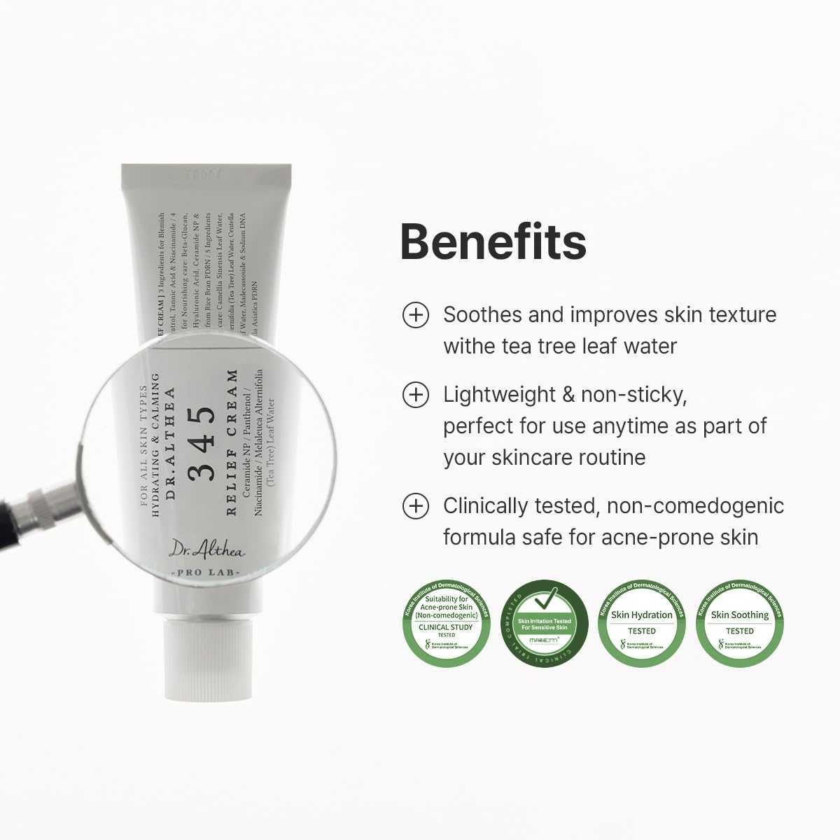 Dr.Althea 345 Relief Cream - Daily Face Moisturizer for Dry Skin & Blemishes with PDRN, Niacinamide, 1.69 Fl Oz