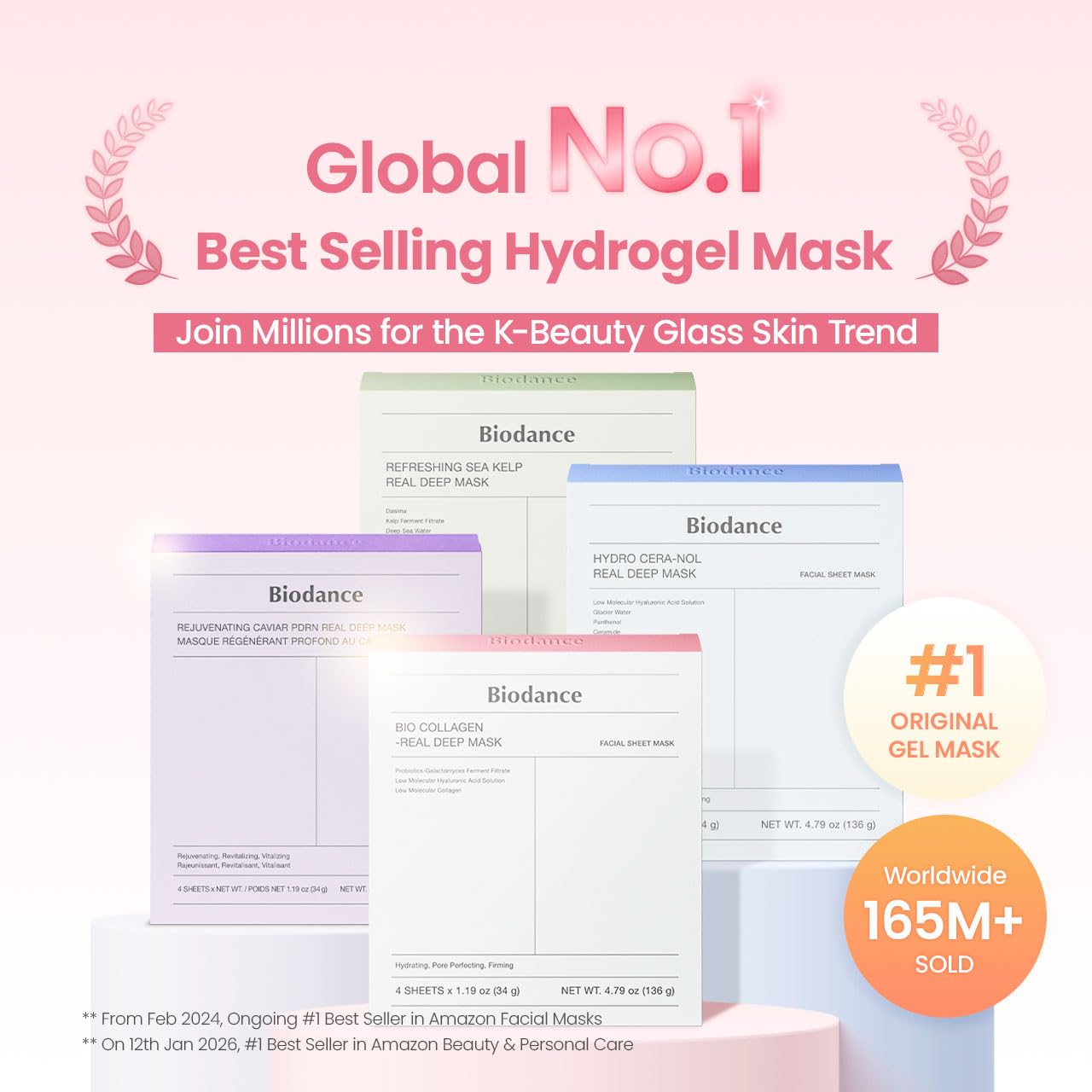 BIODANCE Bio-Collagen Hydrogel Overnight Mask - Deep Hydration & Pore Tightening for All Skin Types (4 Count)