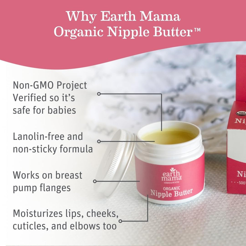 Earth Mama Organic Lanolin-Free Nipple Butter - 2 fl oz for Breastfeeding Moms