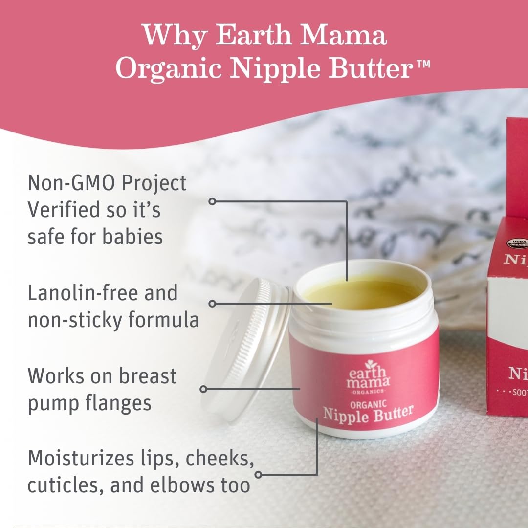 Earth Mama Organic Lanolin-Free Nipple Butter - 2 fl oz for Breastfeeding Moms