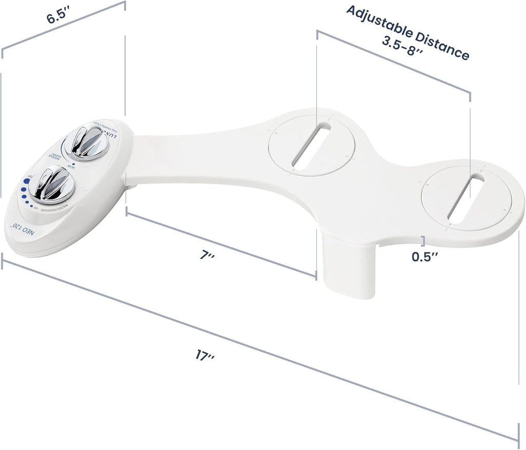 LUXE Bidet NEO 120 White - Self-Cleaning Non-Electric Toilet Seat Attachment