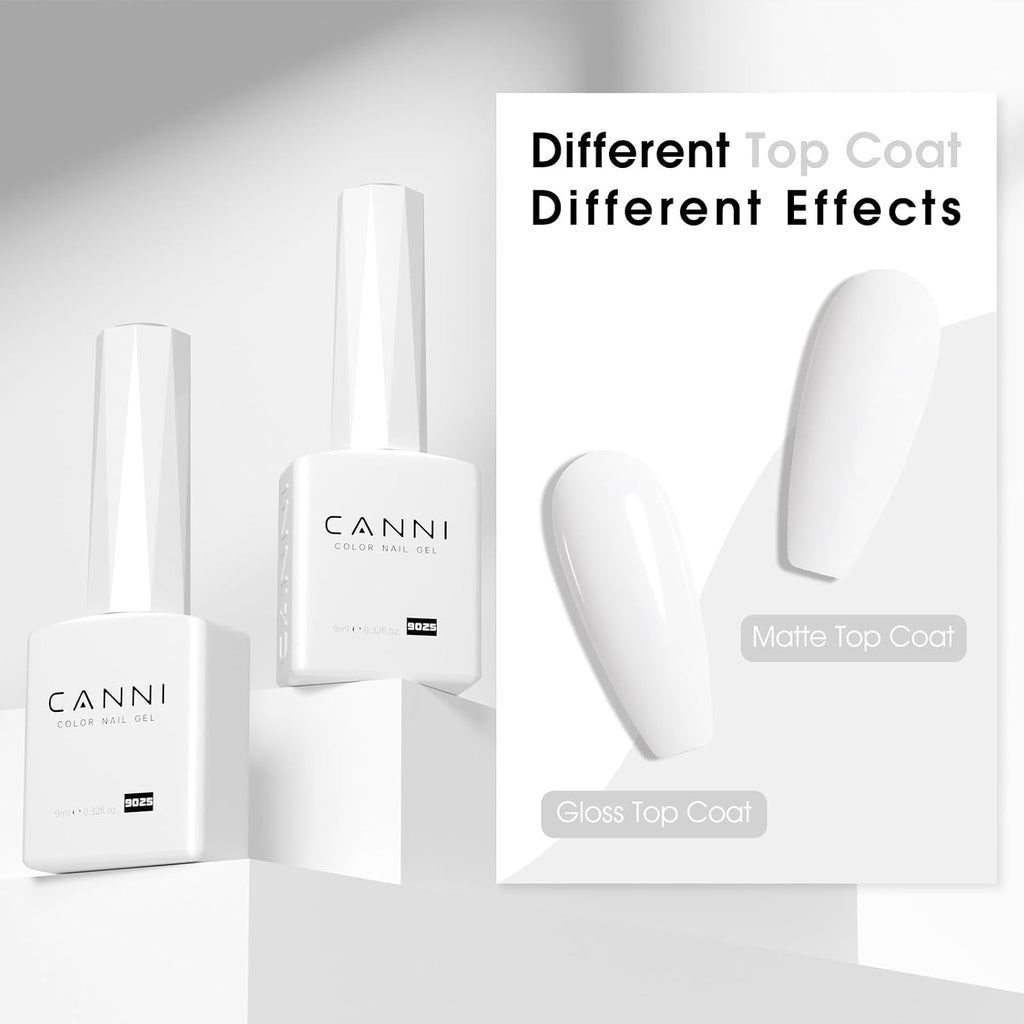 CANNI Pure White Gel Nail Polish - High Gloss UV/LED Soak-Off for French Manicure