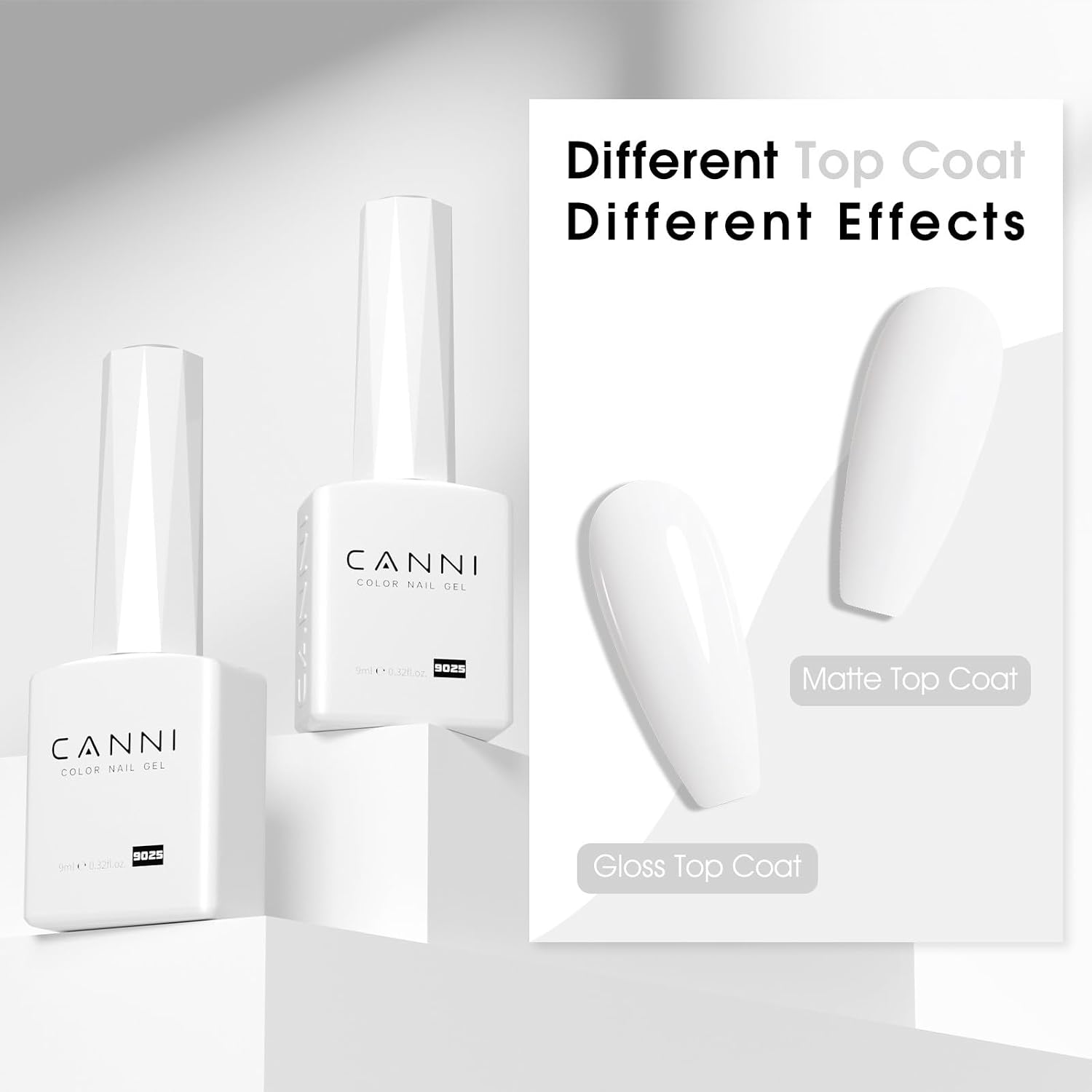 CANNI Pure White Gel Nail Polish - High Gloss UV/LED Soak-Off for French Manicure