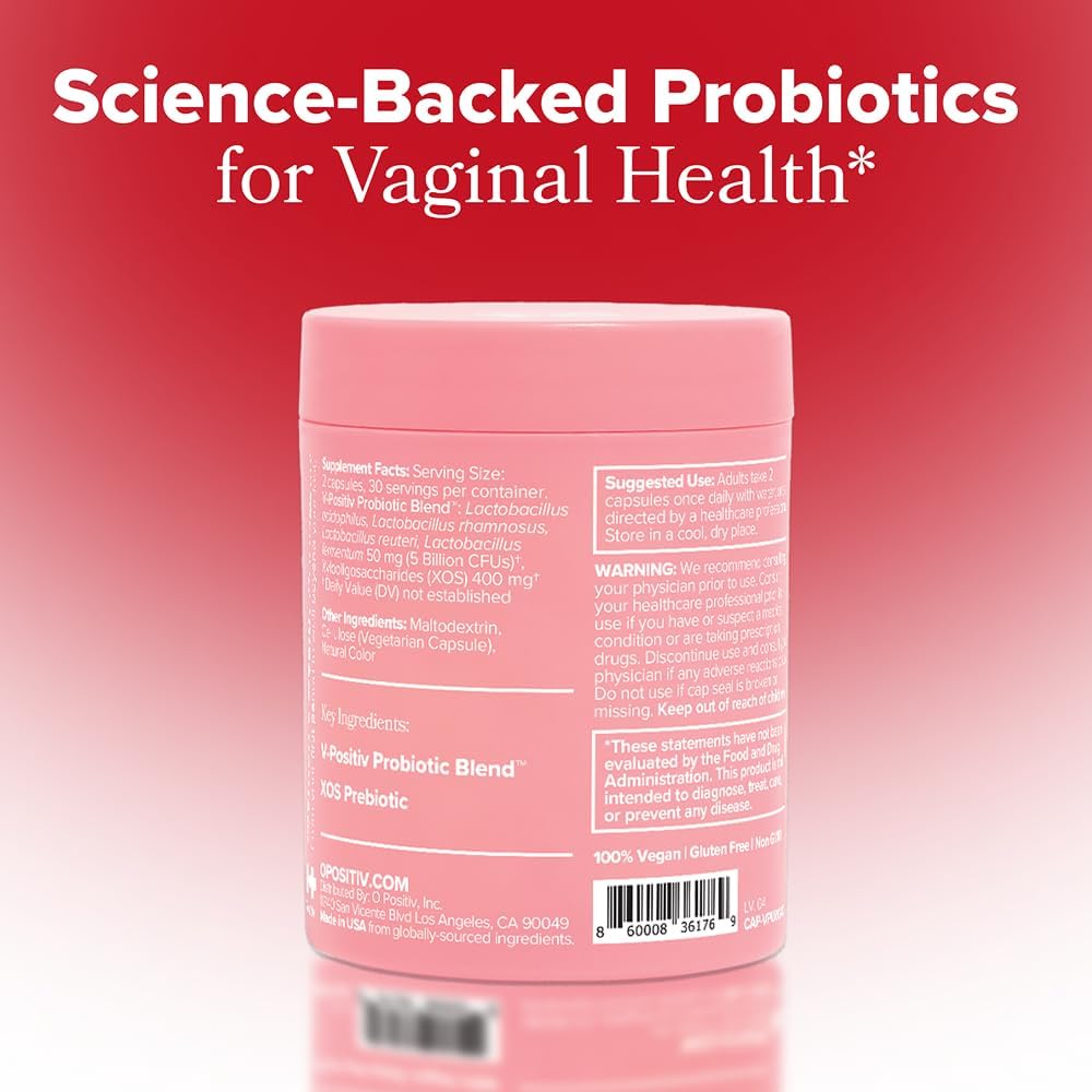 O Positiv URO Vaginal Probiotics for Women - pH Balance & Healthy Odor, 60 Capsules