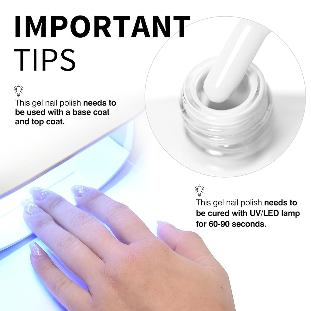 CANNI Pure White Gel Nail Polish - High Gloss UV/LED Soak-Off for French Manicure