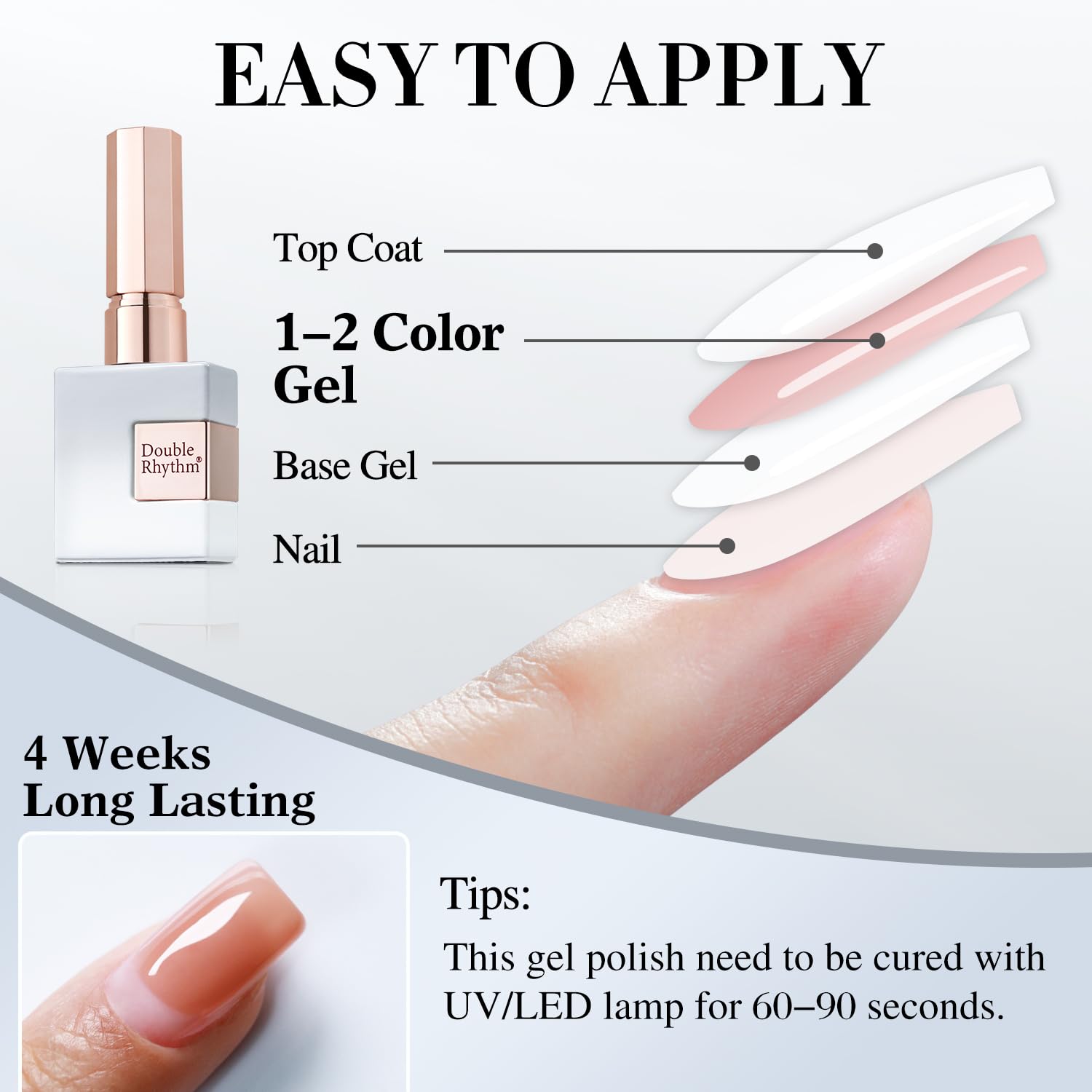 Double Rhythm Milky White Gel Polish - Same Bottle Formula for Long-Lasting Sheer Finish