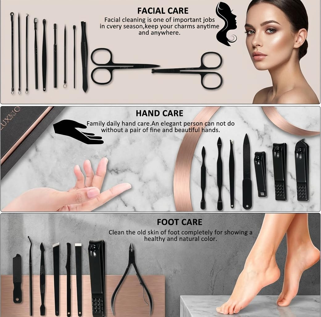 MINKINH Professional Manicure Set - 26-Piece Stainless Steel Kit for Men