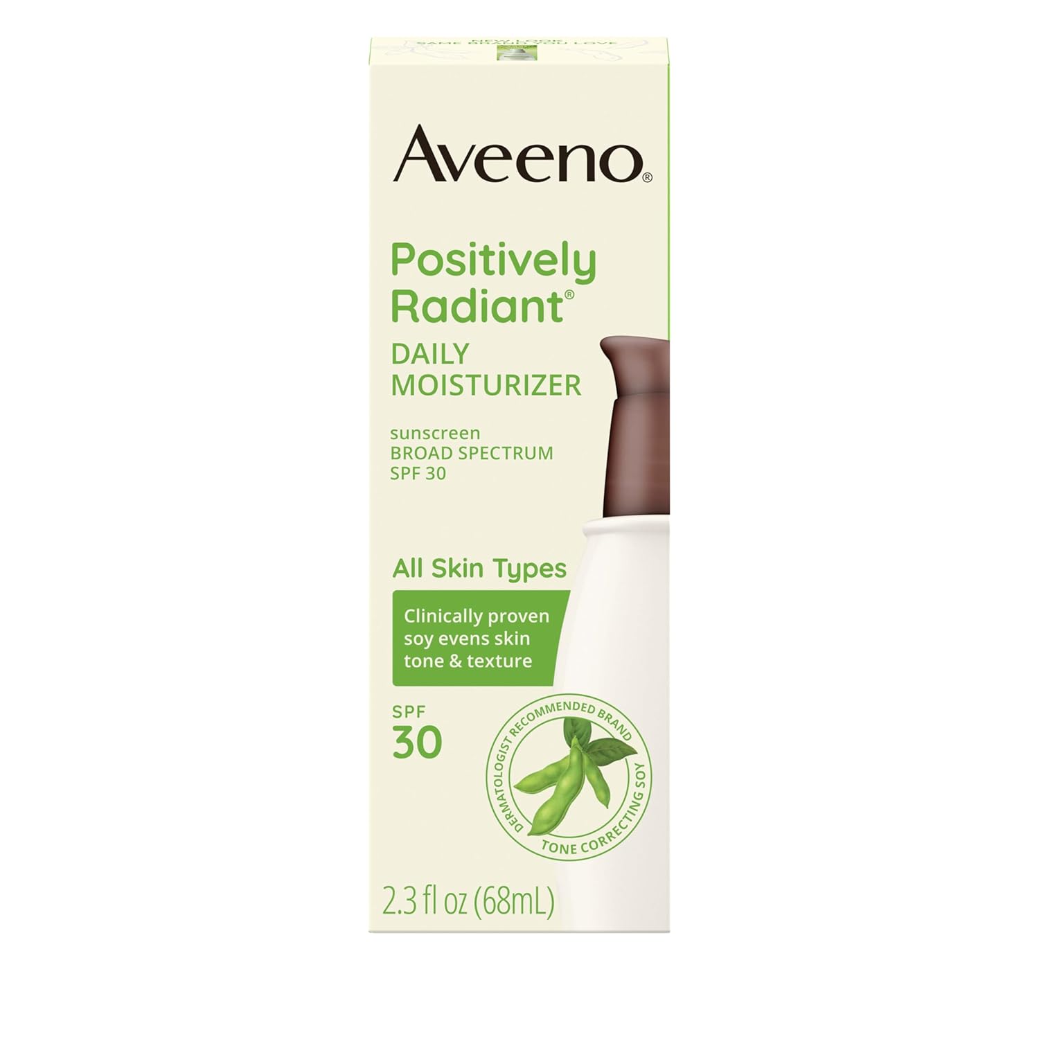 Aveeno Positively Radiant SPF 30 Moisturizer for Dry Skin - Hydrating Face Cream with Soy Extract & Broad Spectrum Sunscreen