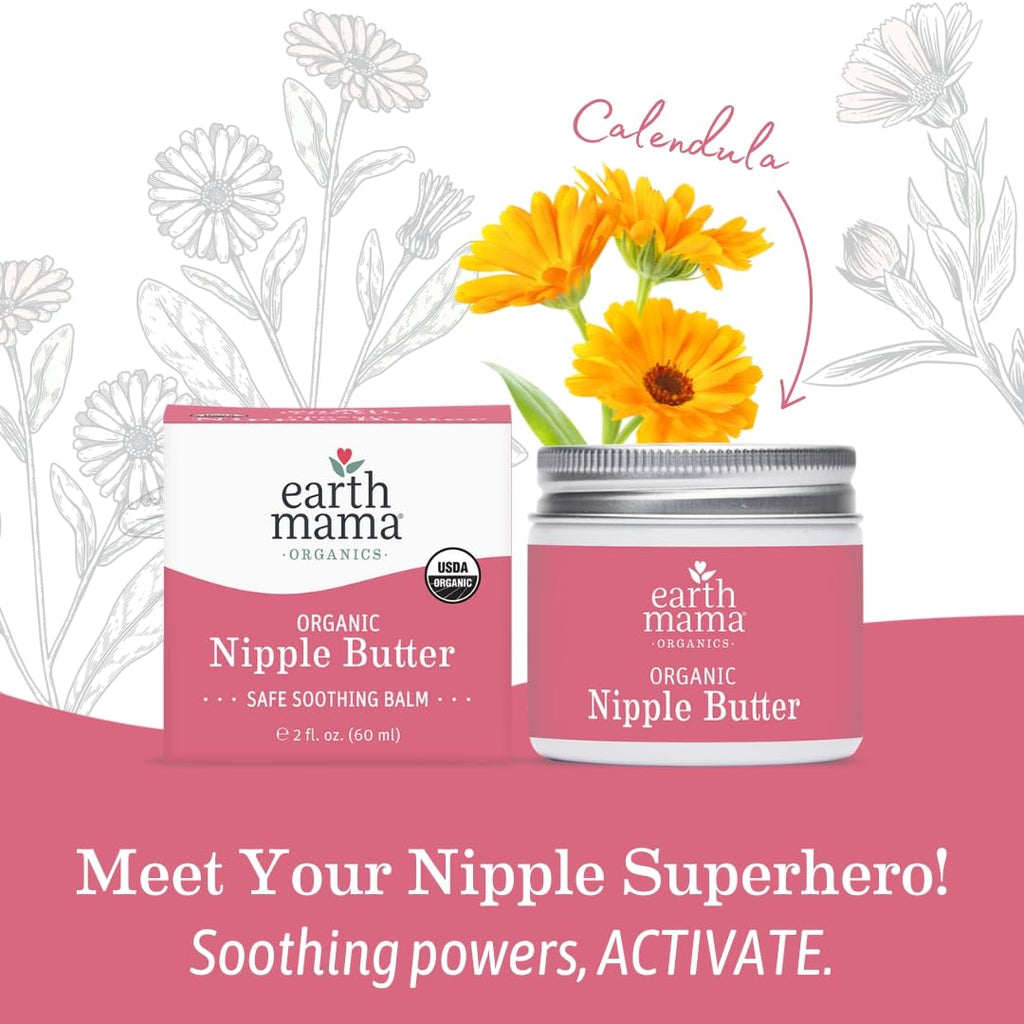 Earth Mama Organic Lanolin-Free Nipple Butter - 2 fl oz for Breastfeeding Moms