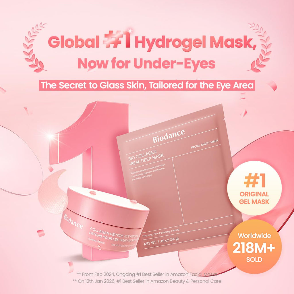 BIODANCE Collagen Peptide Eye Patches for Fine Lines & Smile Lines - 60 Count