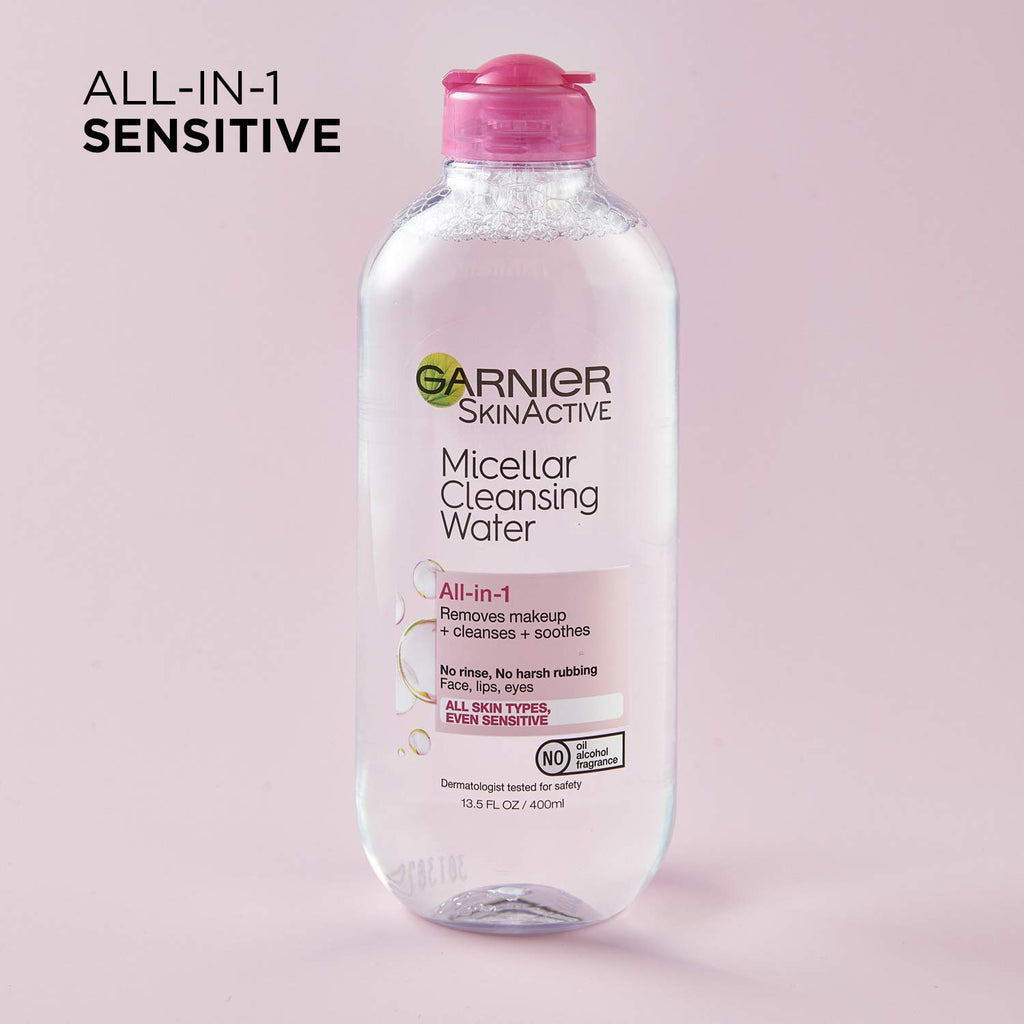 Garnier Micellar Cleansing Water for Sensitive Skin - All-in-1 Makeup Remover, 13.5 fl oz