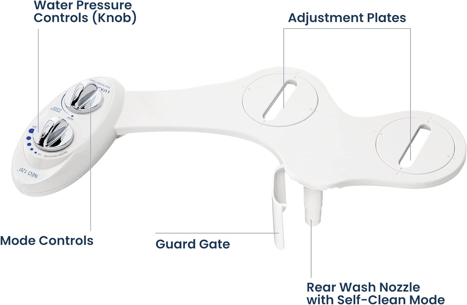 LUXE Bidet NEO 120 White - Self-Cleaning Non-Electric Toilet Seat Attachment