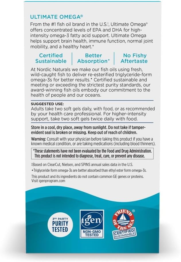 Nordic Naturals Ultimate Omega - 1280mg EPA/DHA Fish Oil for Heart & Brain Health