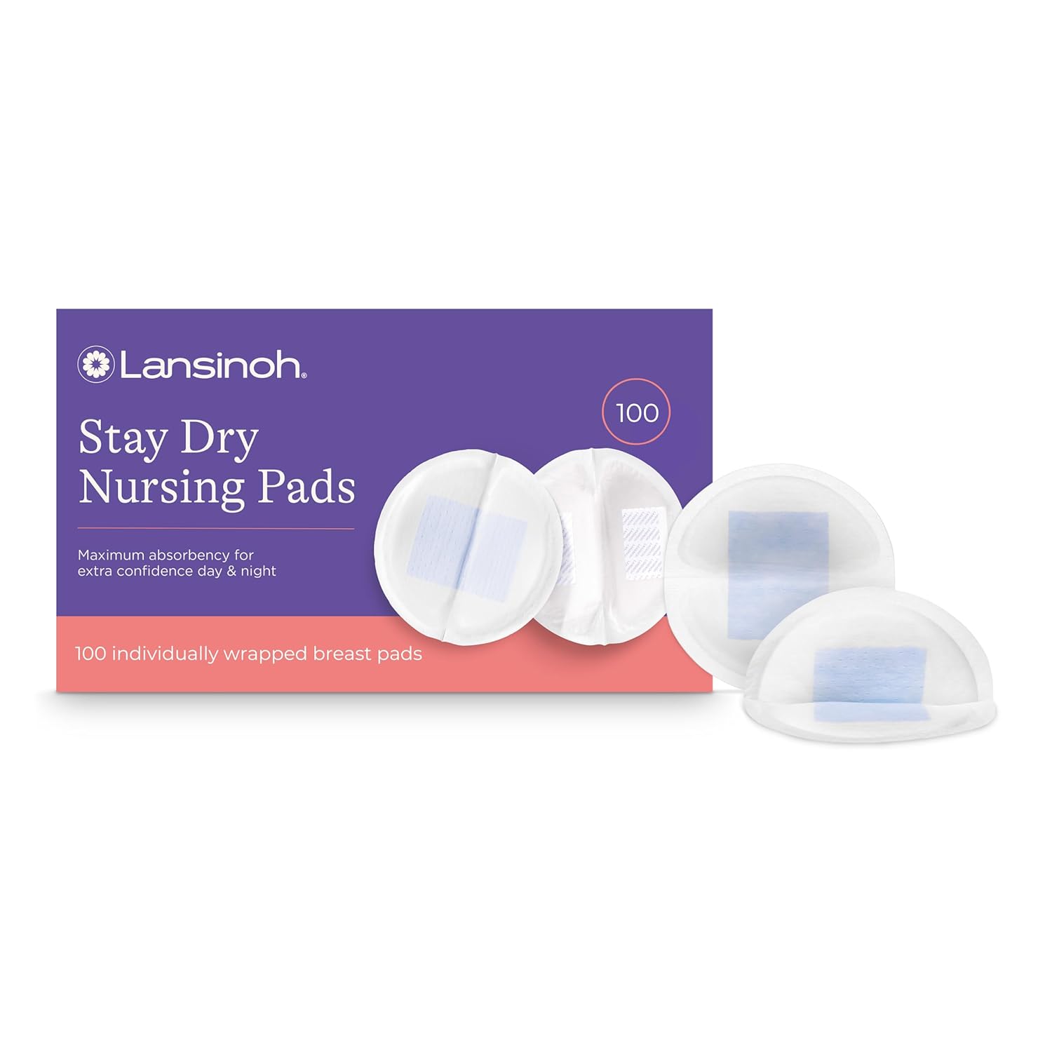 Lansinoh Stay Dry Disposable Nursing Pads - Soft & Absorbent Breastfeeding Pads, 100 Count
