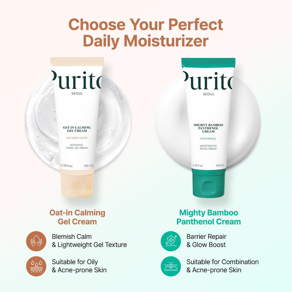 PURITO Oat Calming Gel Cream - Lightweight Moisturizer for Blemish Calm & Soothing Hydration (100mL)