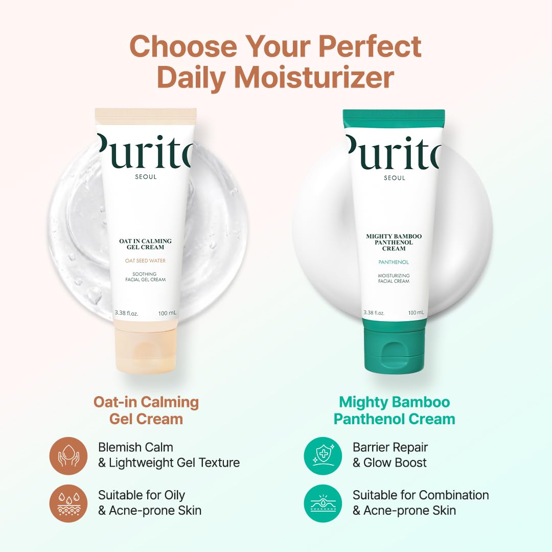PURITO Oat Calming Gel Cream - Lightweight Moisturizer for Blemish Calm & Soothing Hydration (100mL)