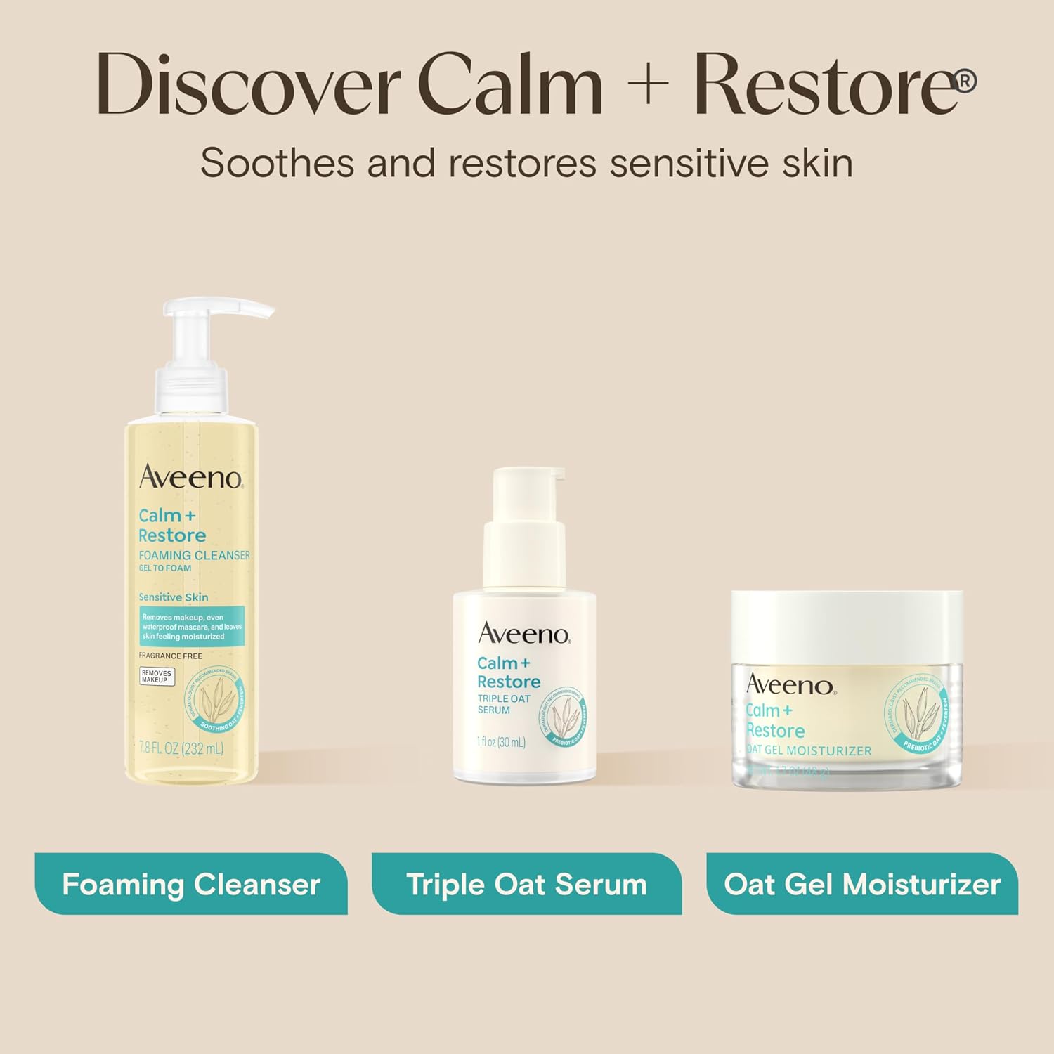 Aveeno Calm + Restore Fragrance-Free Oat Gel Moisturizer for Sensitive Skin - 1.7 oz