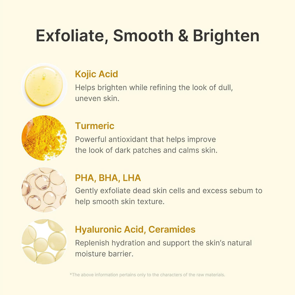Medicube Turmeric Peel Shot - Gentle Daily Exfoliant with BHA/LHA/PHA for Dull Skin, 2.7 fl.oz