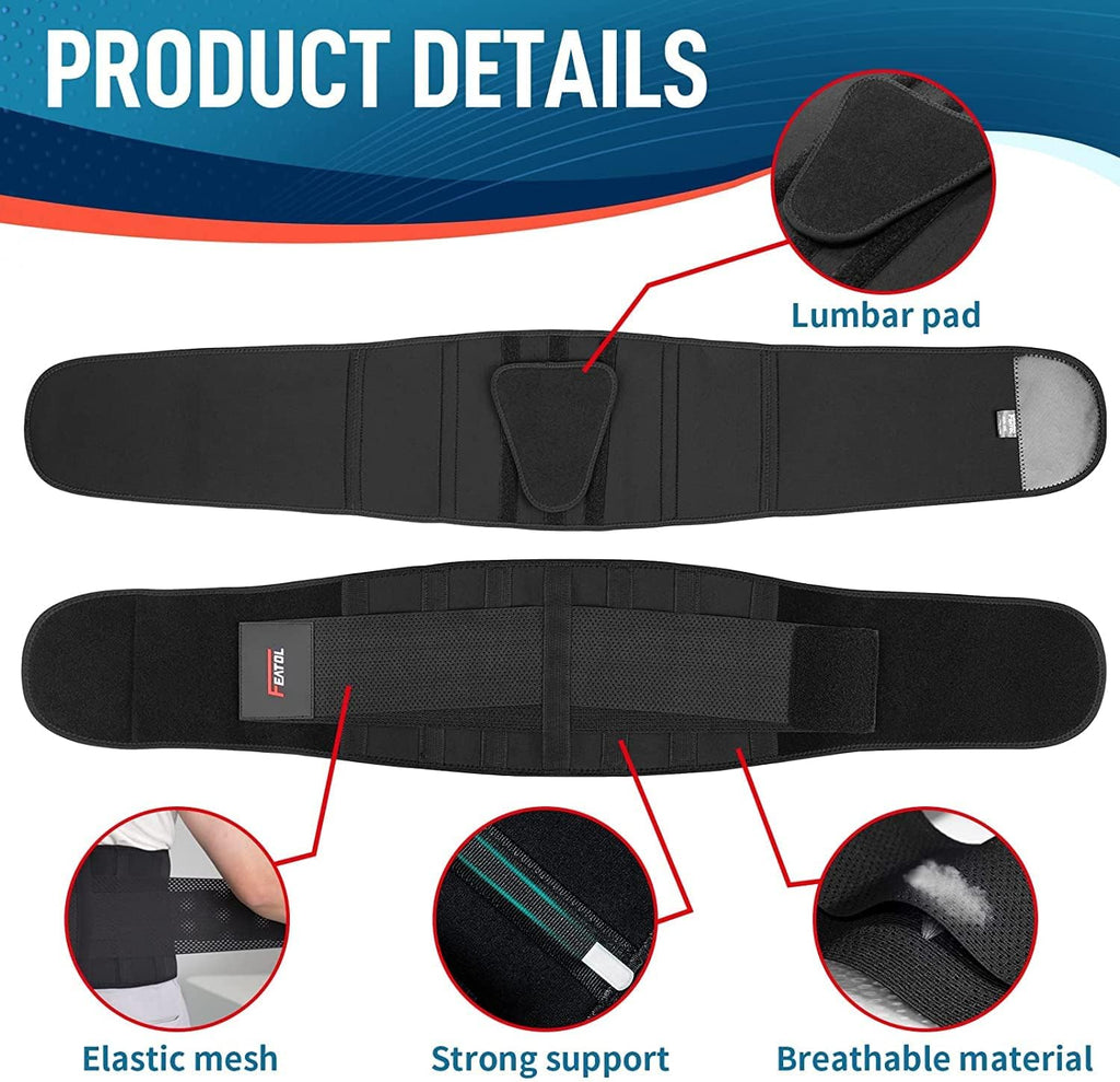 FEATOL Back Brace for Sciatica & Herniated Disc Relief - Adjustable Lumbar Support Belt
